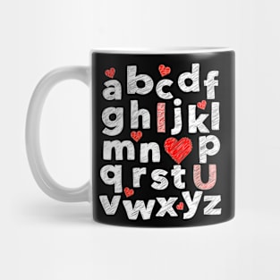 ABC Alphabet I Love You English Teacher Valentines Day Mug